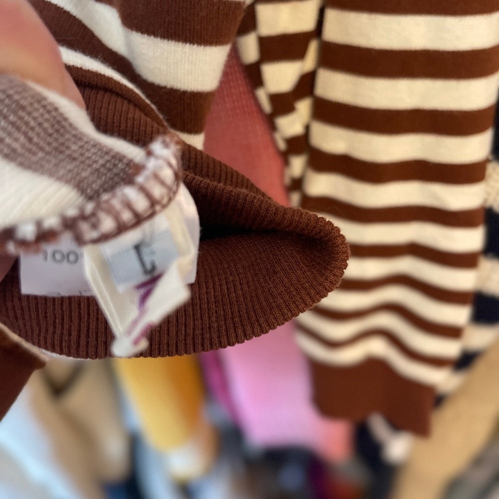Brown and White Striped Sweater - Picture 2 of 2